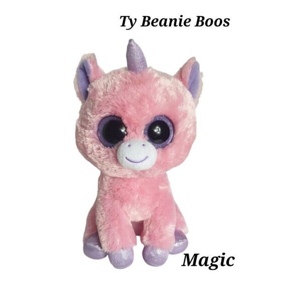 Ty Beanie Boos Magic Unicorn Plush Stuffed Animal Pink & Purple 7" - Picture 1 of 6